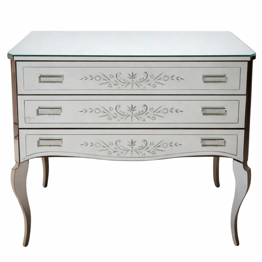 Petite commode en verre gravé vers 1940