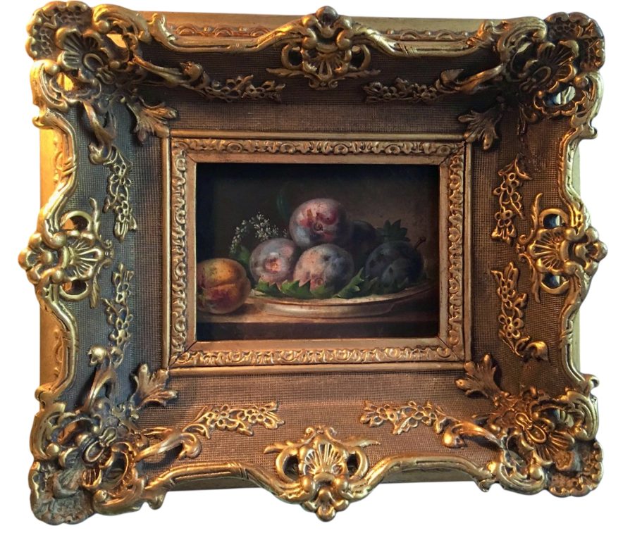 Huile sur toile aux prunes