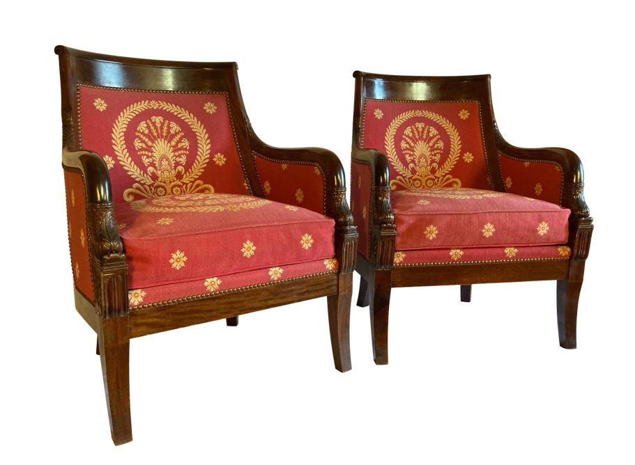 Paire de bergères en acajou de style Empire