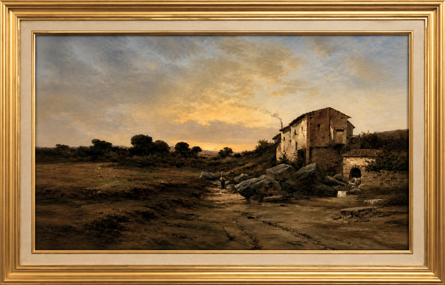 Ecole espagnol du XIXe siècle - Paysage rural au moulin 1895 de G. F. Díez Ecole espagnol du XIXe siècle - Paysage rural au moulin 1895 de G. F. Díez