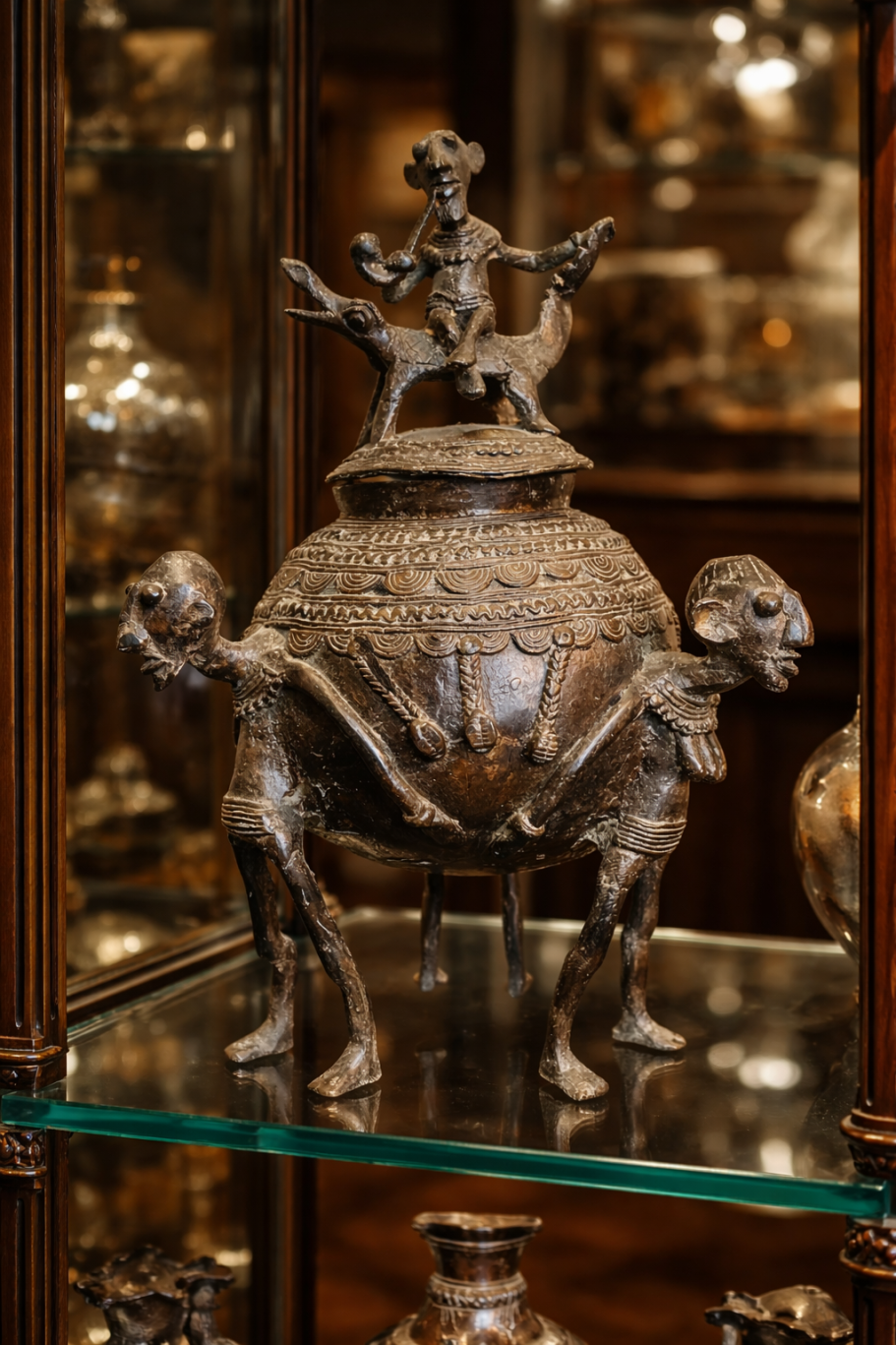 Pot en bronze tripode au crocodile Ethnie Dogon XIXe siècle Pot en bronze tripode au crocodile Ethnie Dogon XIXe siècle