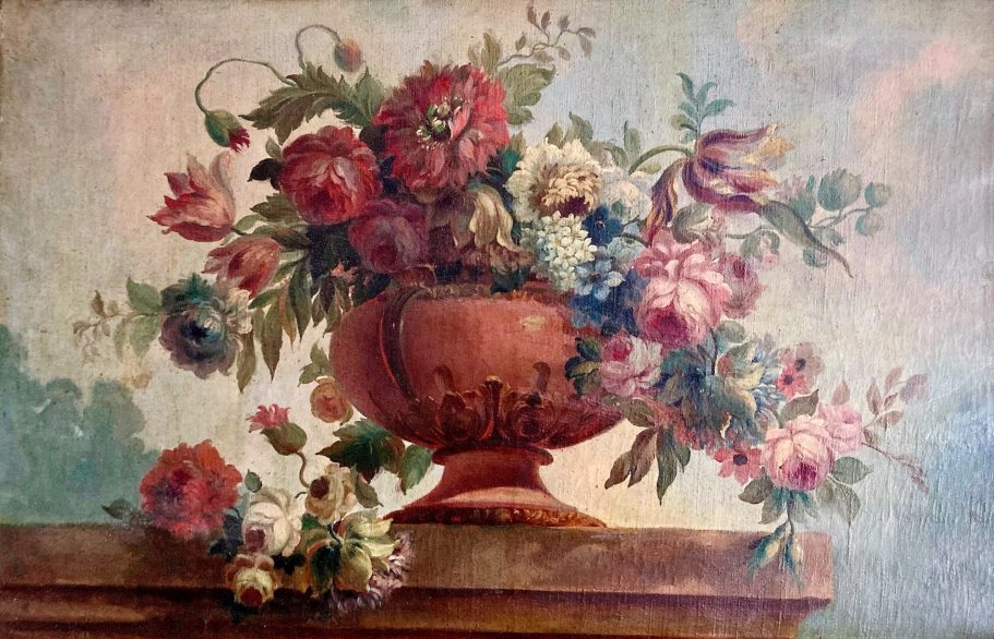 Huile sur toile au bouquet du XIXe siècle